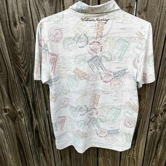 William Murray Golf Polo Men's Medium All Over Print Distillery Whiskey Stamp - Picture 9 of 11